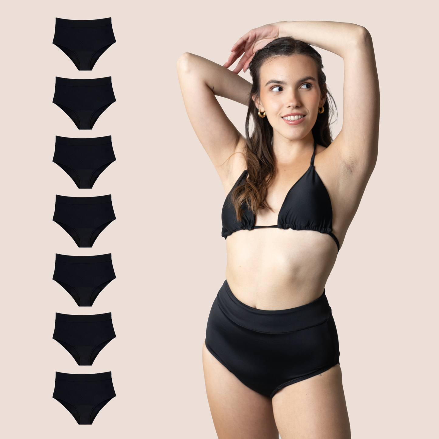 BIKINI TIRO ALTO NEGRO NINA PACK 7