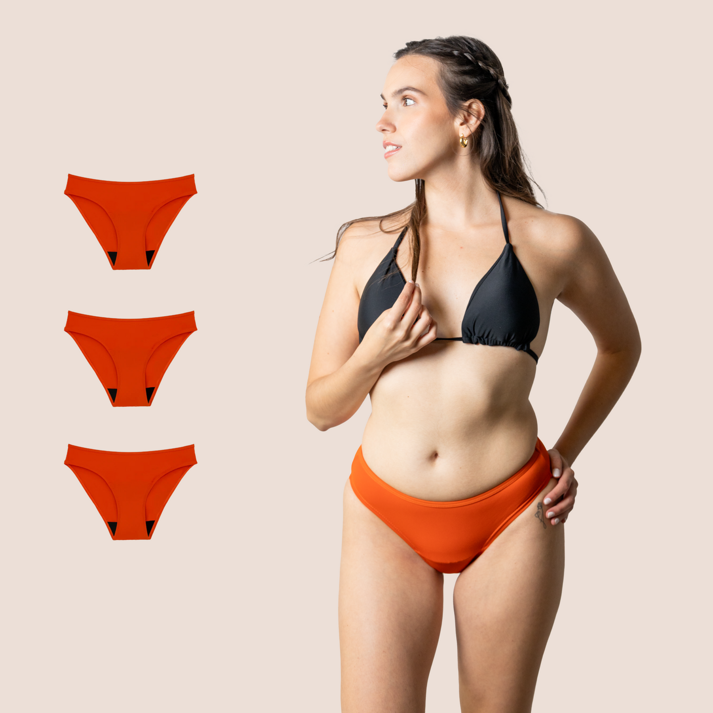 BIKINI CLASICA NARANJA NINA PACK 3