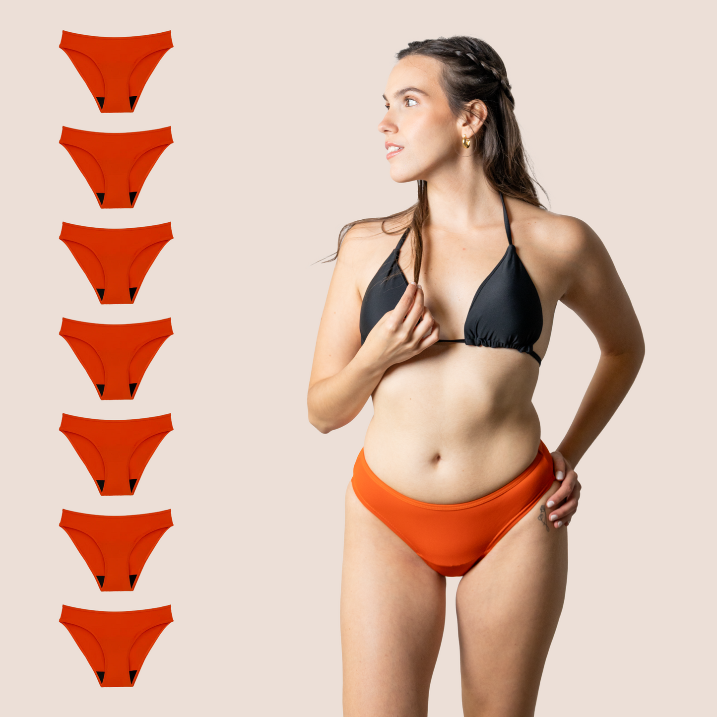 BIKINI CLASICA NARANJA NINA PACK 7