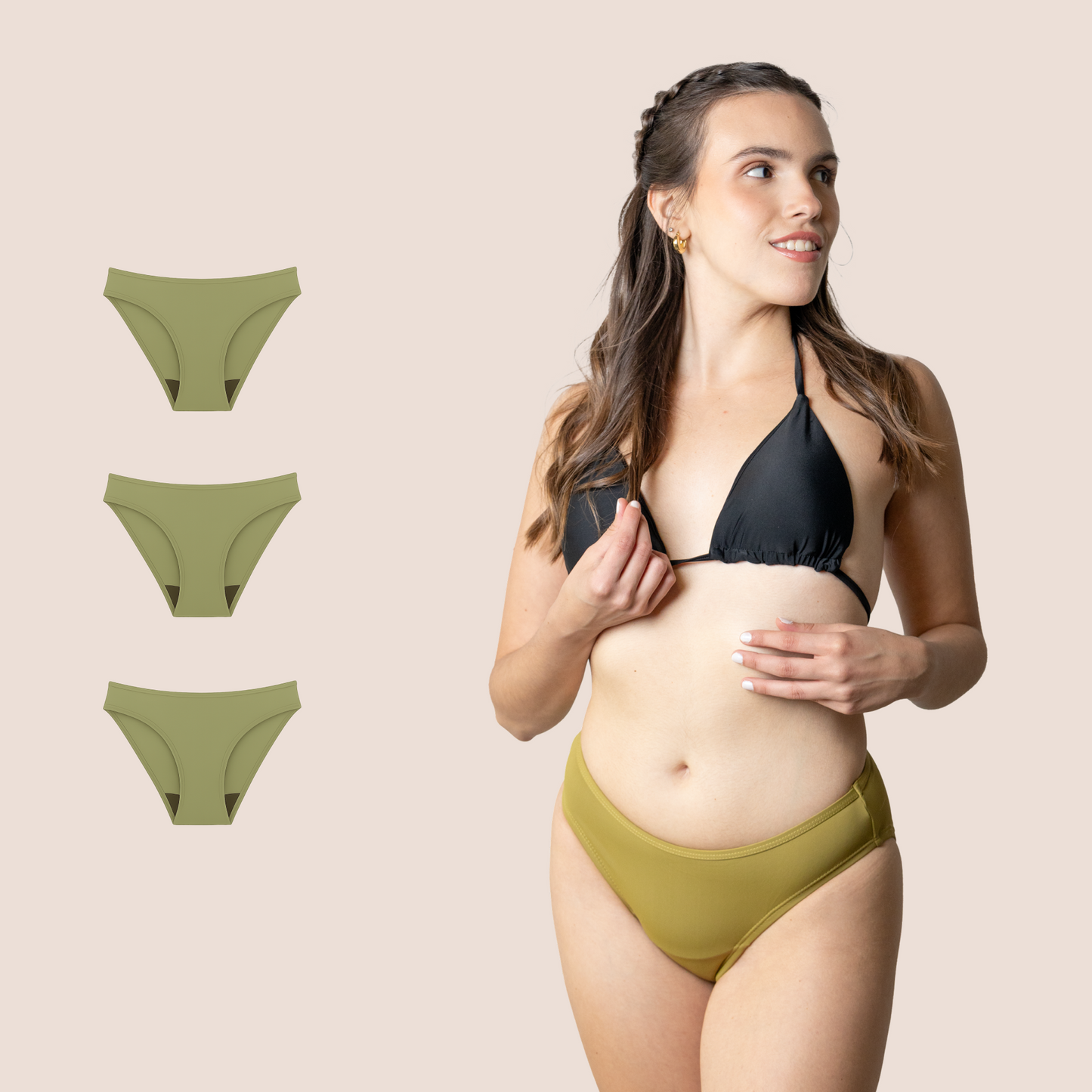 BIKINI CLASICA VERDE NINA PACK 3
