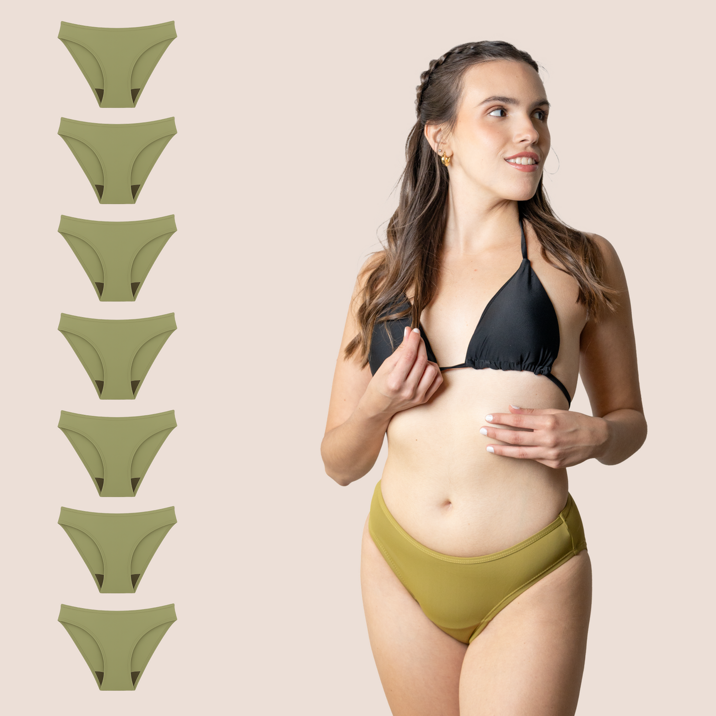 BIKINI CLASICA VERDE NINA PACK 7