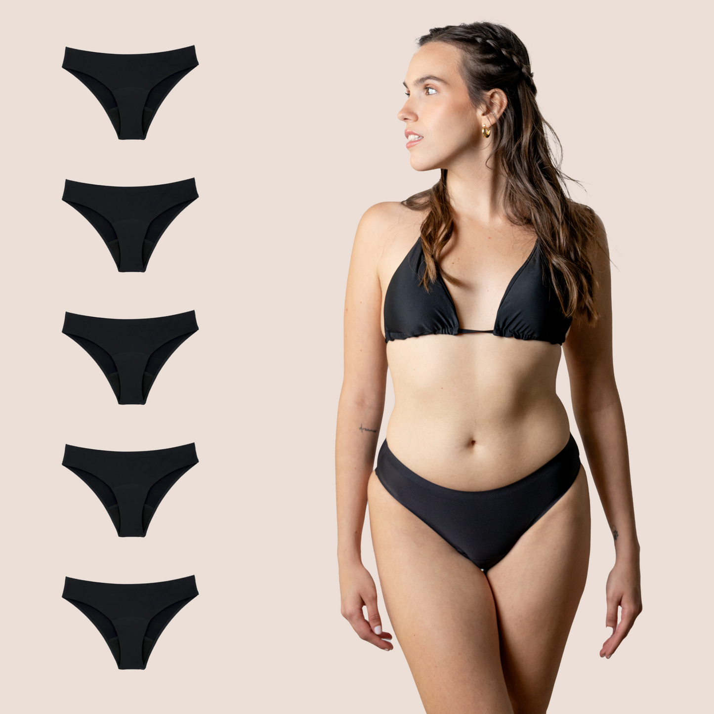BIKINI SIN COSTURAS NEGRO NIÑA PACK 5