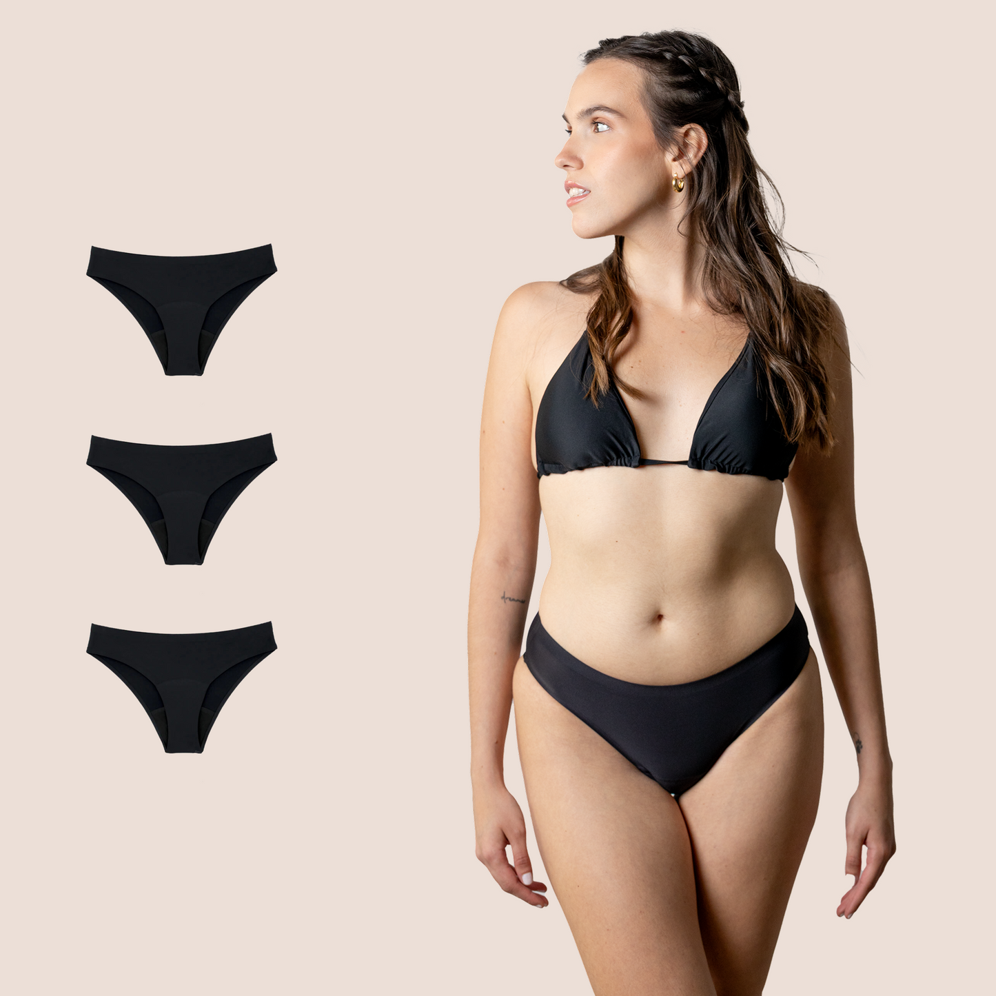 BIKINI SIN COSTURAS NEGRO NIÑA PACK 3
