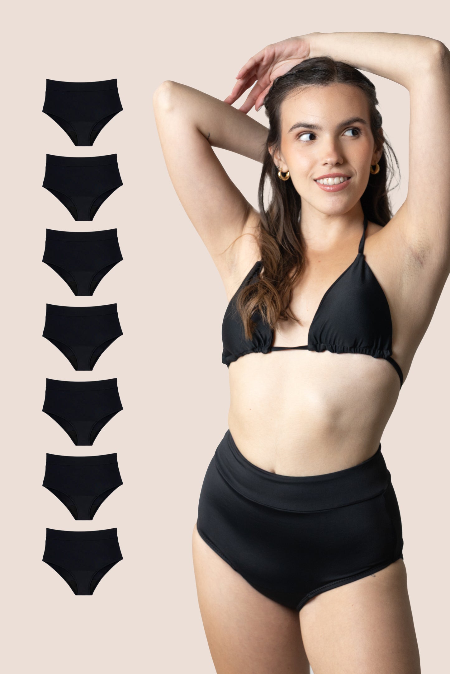 BIKINI TIRO ALTO NEGRO NINA PACK 7