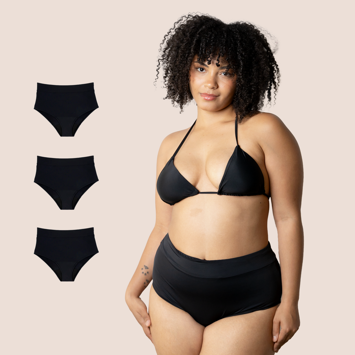 BIKINI TIRO ALTO NEGRO ADULTA PACK 3