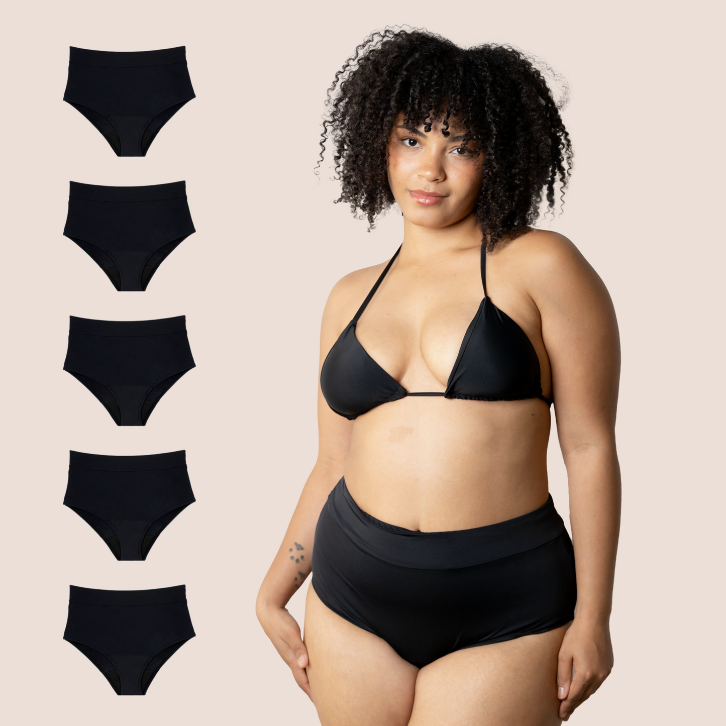 BIKINI TIRO ALTO NEGRO ADULTA PACK 5