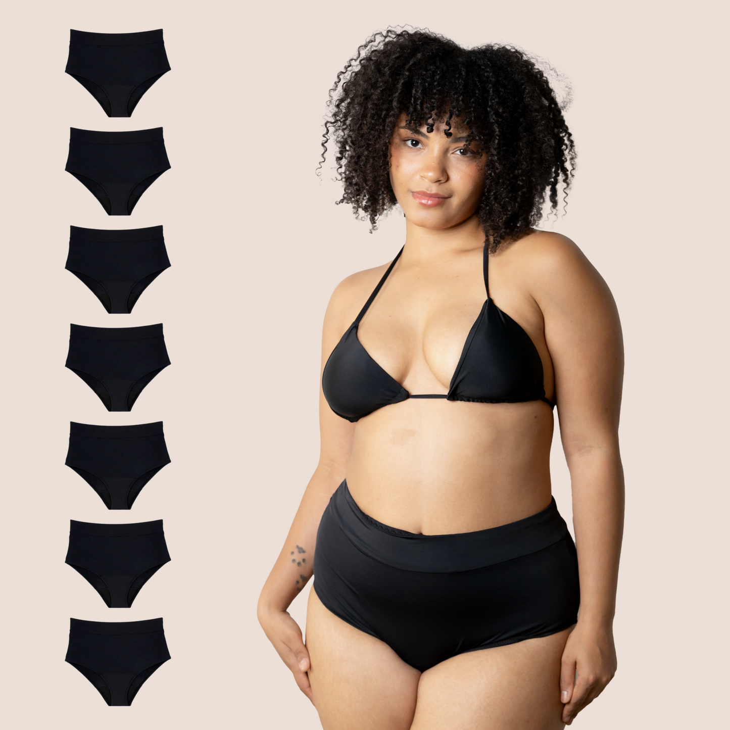 BIKINI TIRO ALTO NEGRO ADULTA PACK 7