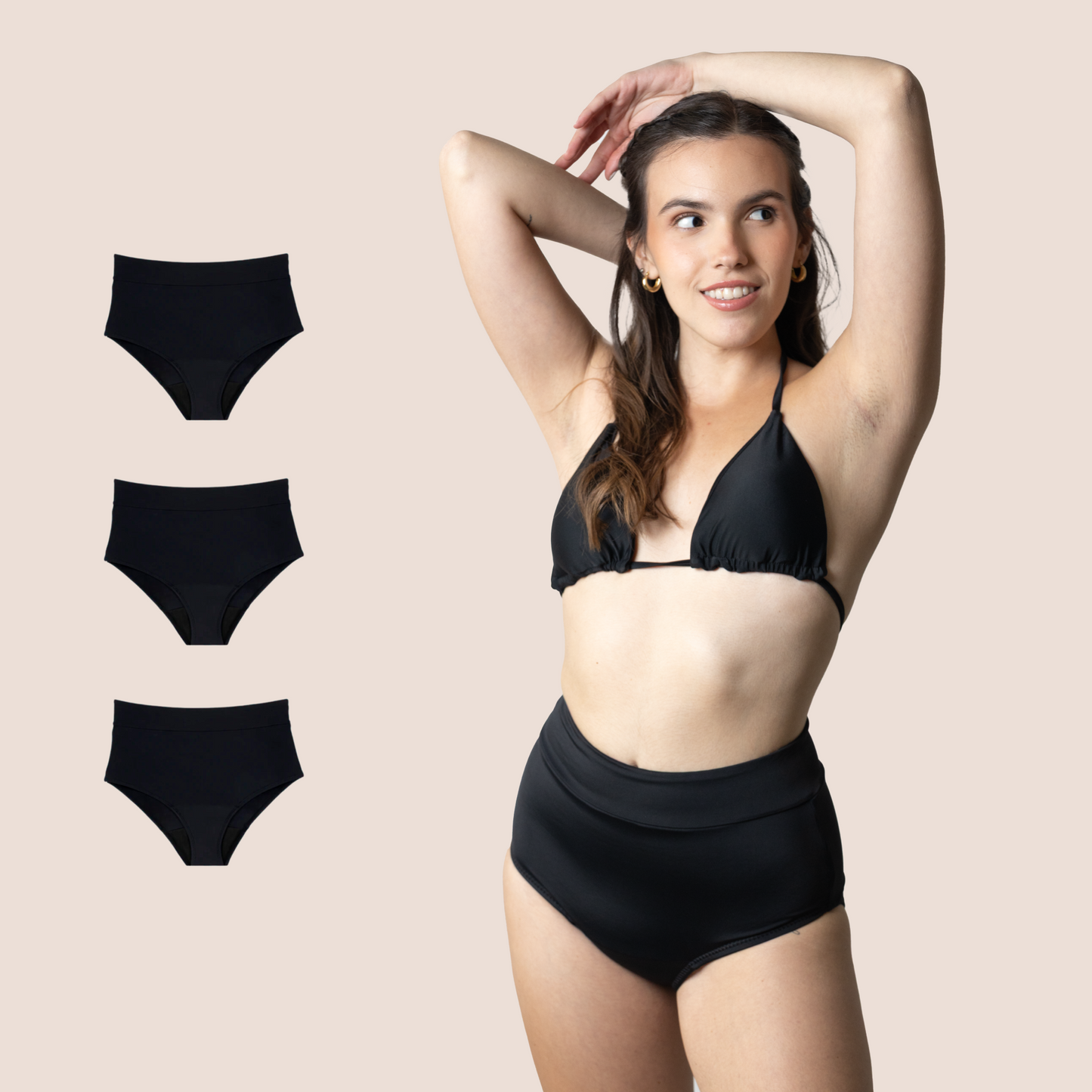 BIKINI TIRO ALTO NEGRO NINA PACK 3