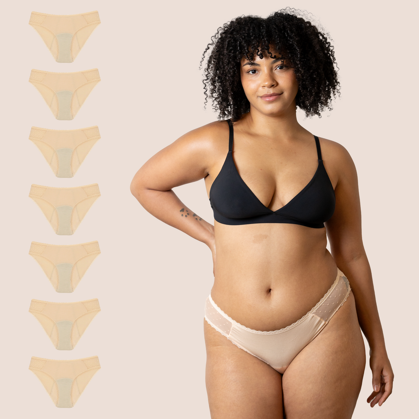 BRAGA CON TRANSPARENCIA BEIGE ADULTA PACK 7