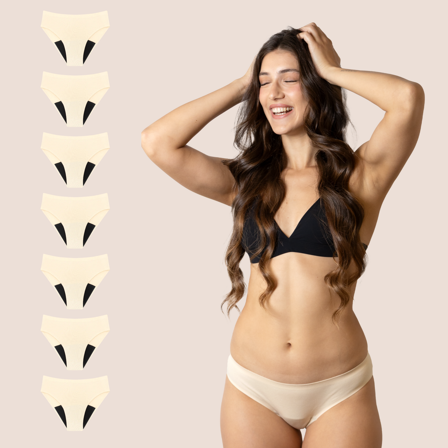 BRAGA SIN COSTURAS BEIGE ADULTA PACK 7