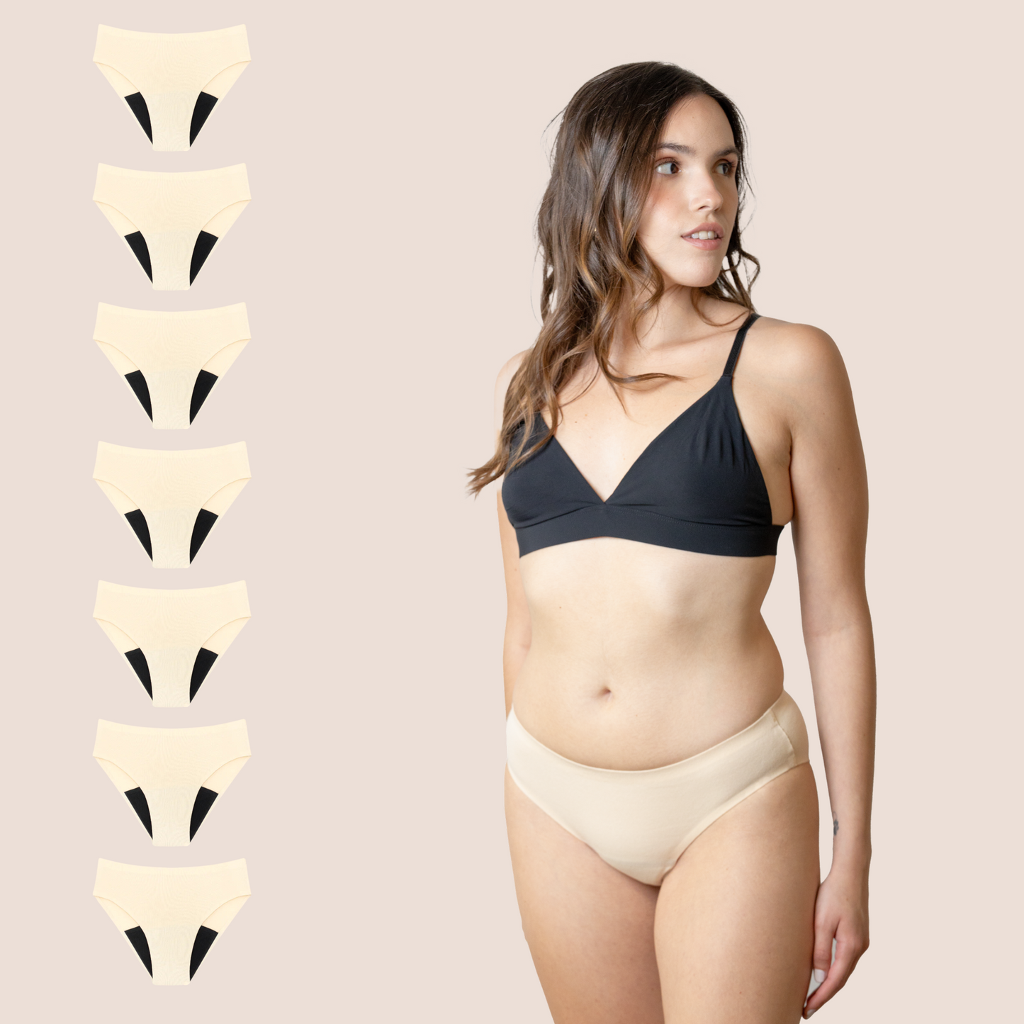 BRAGA SIN COSTURAS BEIGE NINA pack 7