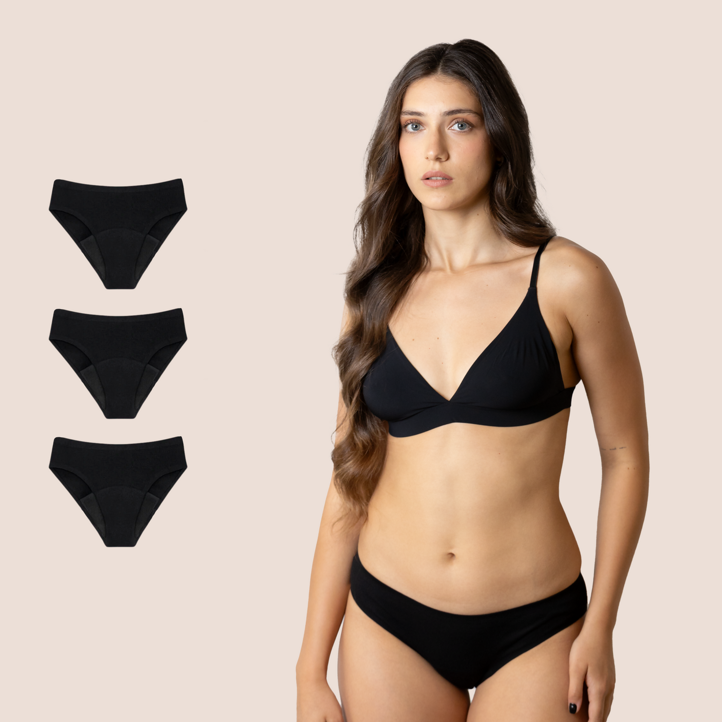 BRAGA SIN COSTURAS NEGRA ADULTA PACK 3
