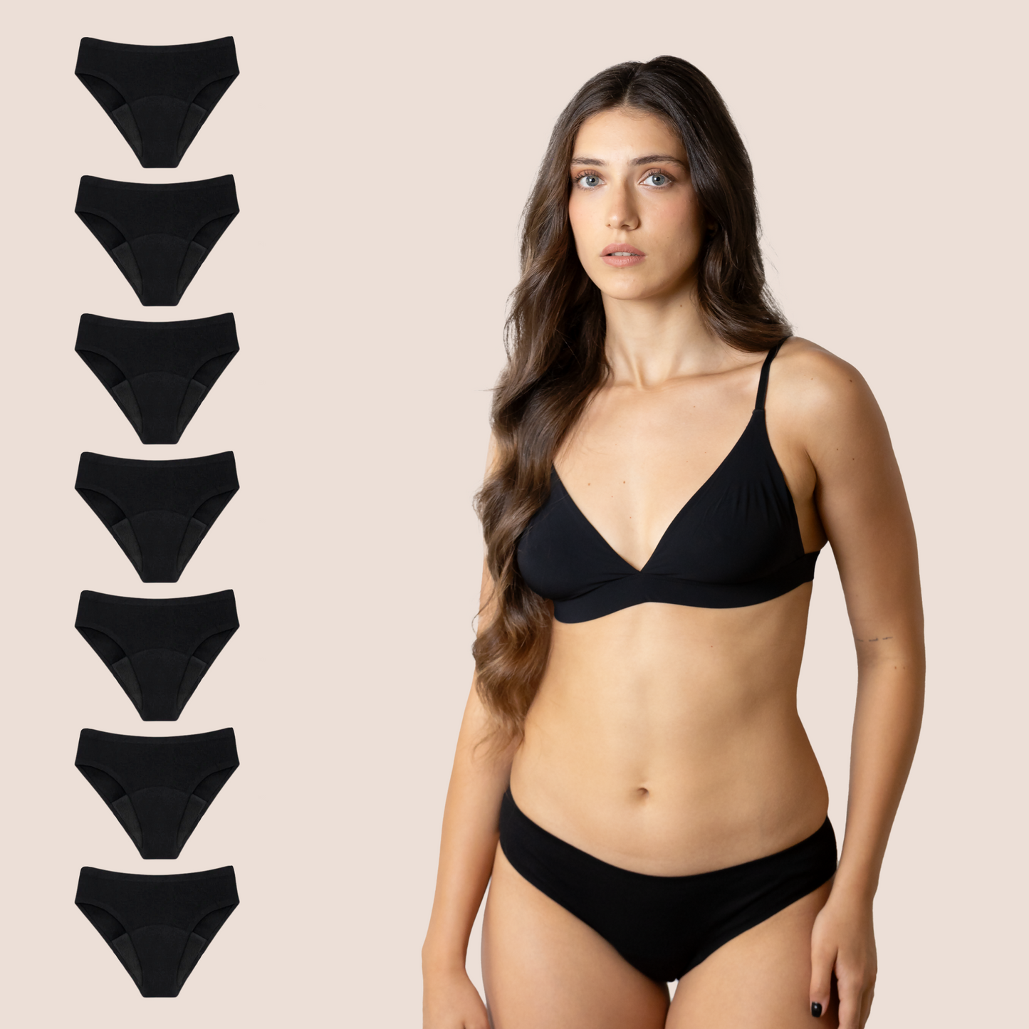 BRAGA SIN COSTURAS NEGRA ADULTA PACK 7