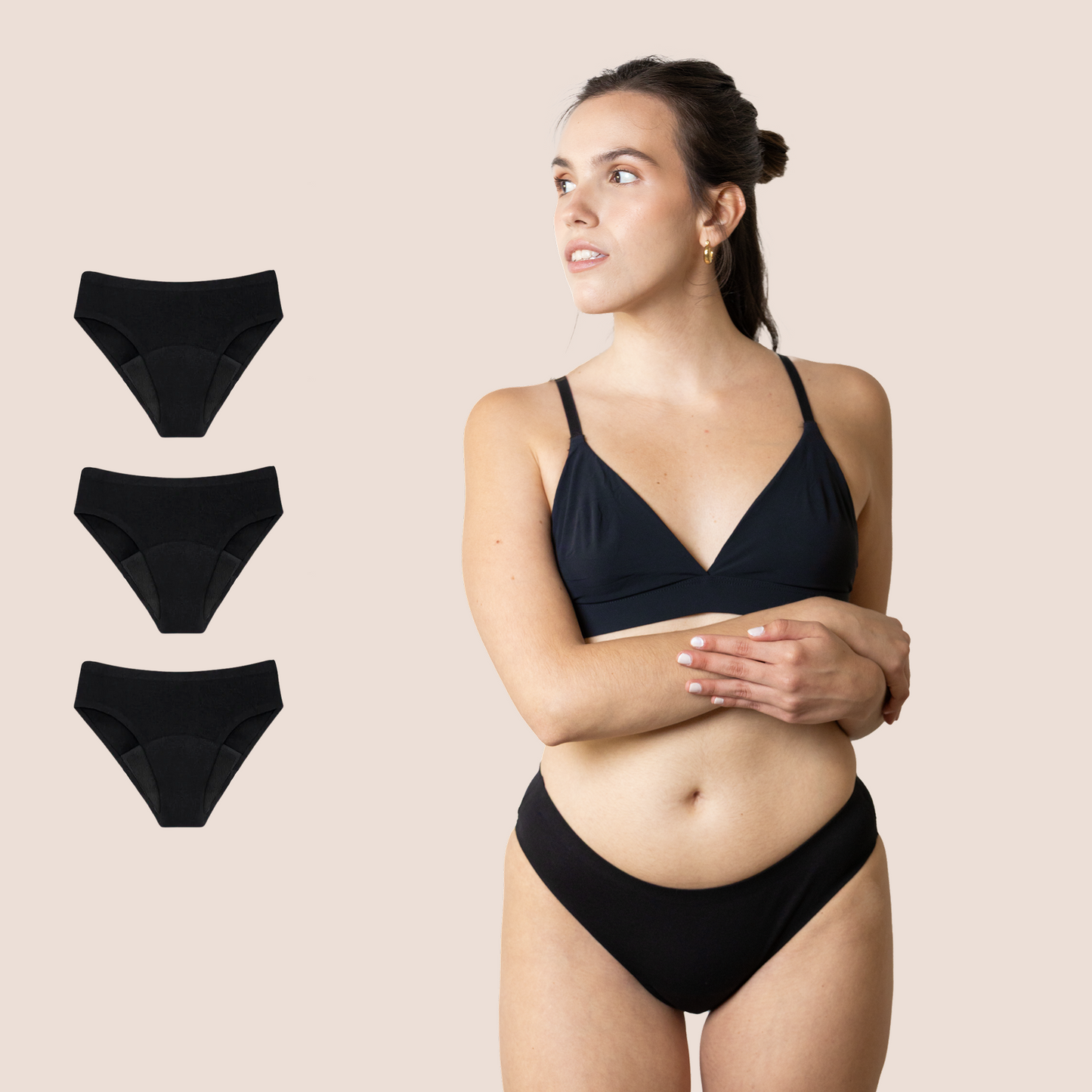 BRAGA SIN COSTURAS NEGRA NINA pack 3