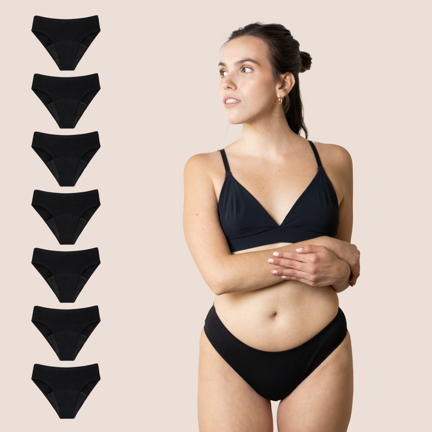 BRAGA SIN COSTURAS NEGRA NINA pack 7