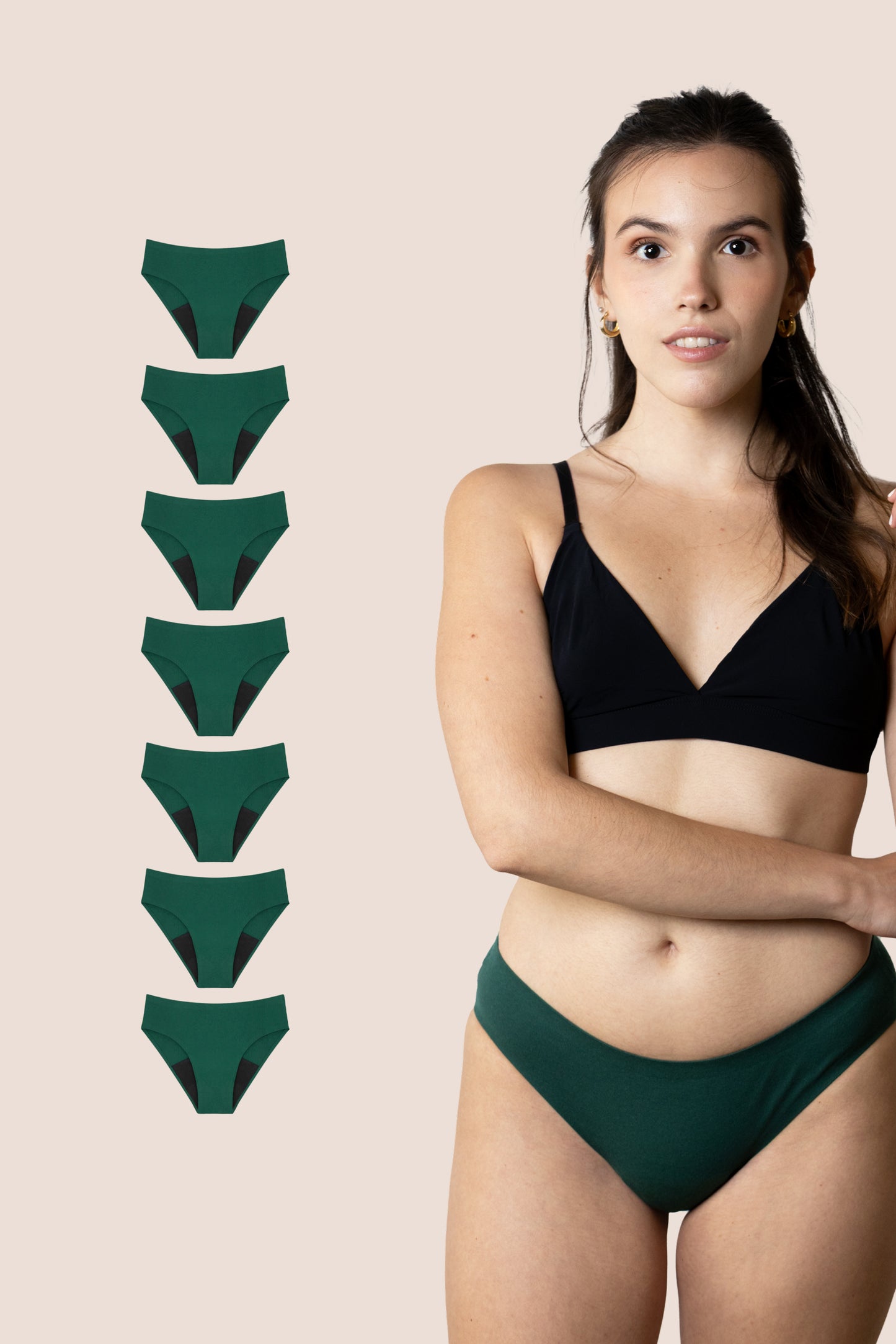 BRAGA SIN COSTURAS VERDE NINA pack 7
