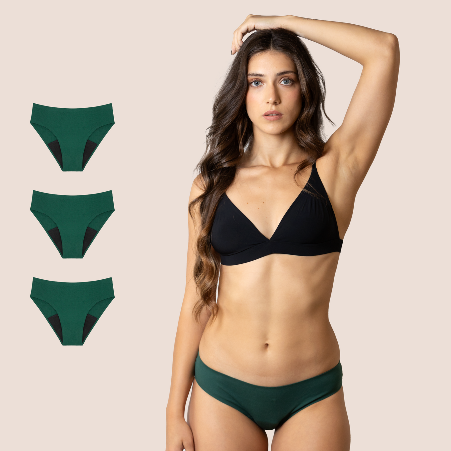 BRAGA SIN COSTURAS VERDE ADULTA PACK 3