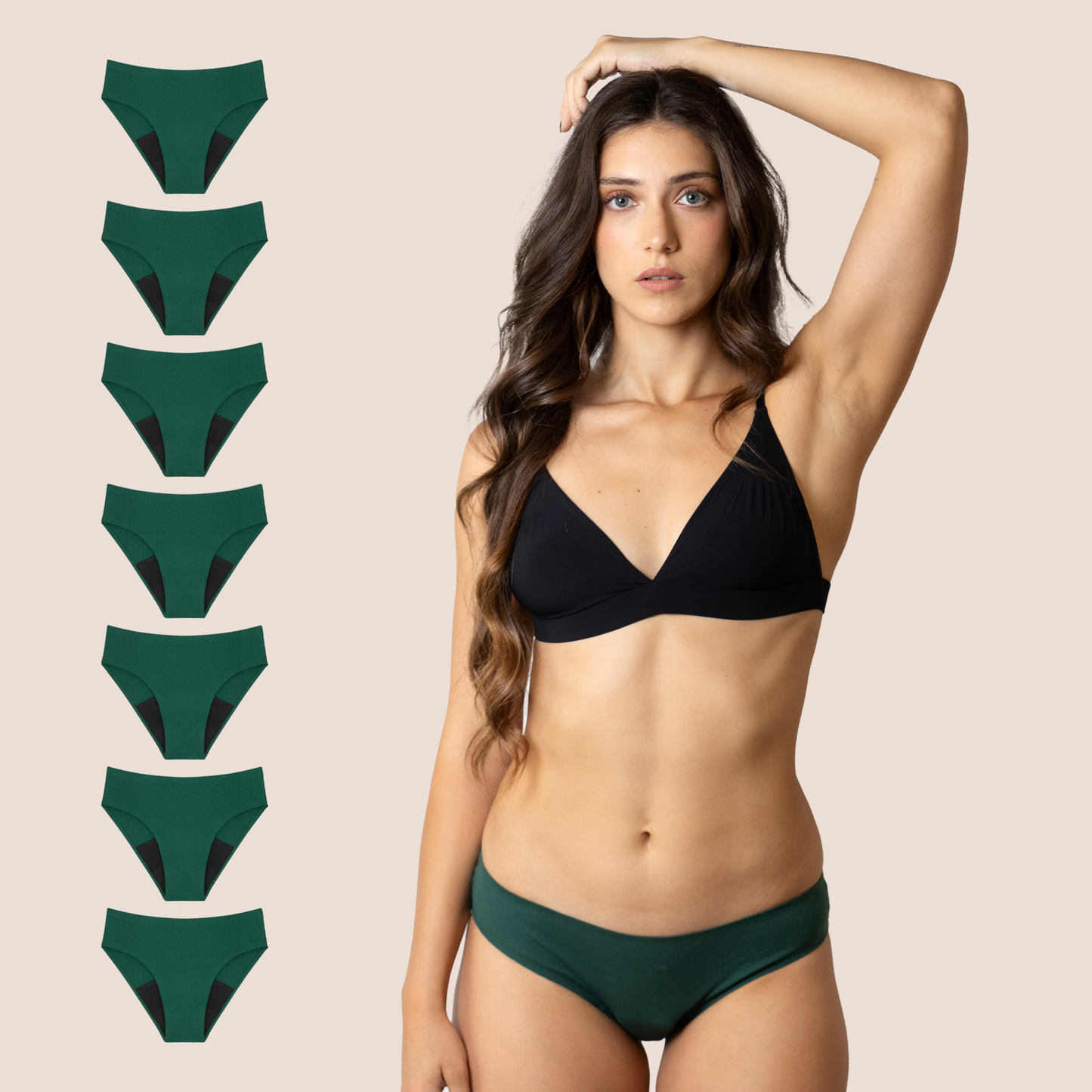 BRAGA SIN COSTURAS VERDE ADULTA PACK 7