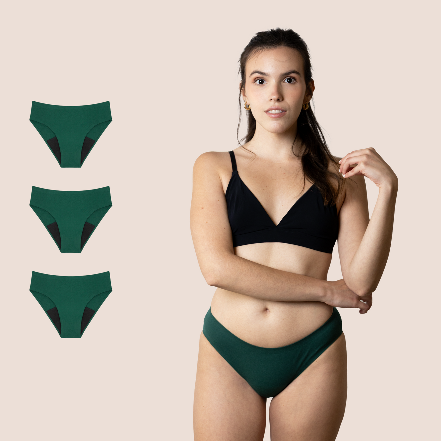 BRAGA SIN COSTURAS VERDE NINA pack 3
