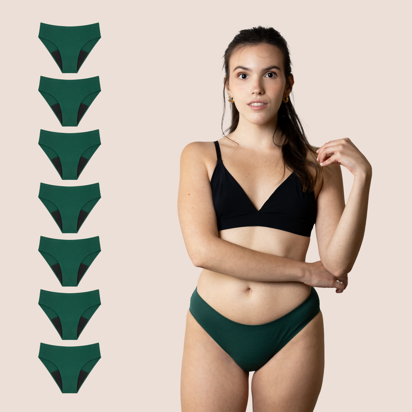 BRAGA SIN COSTURAS VERDE NINA pack 7