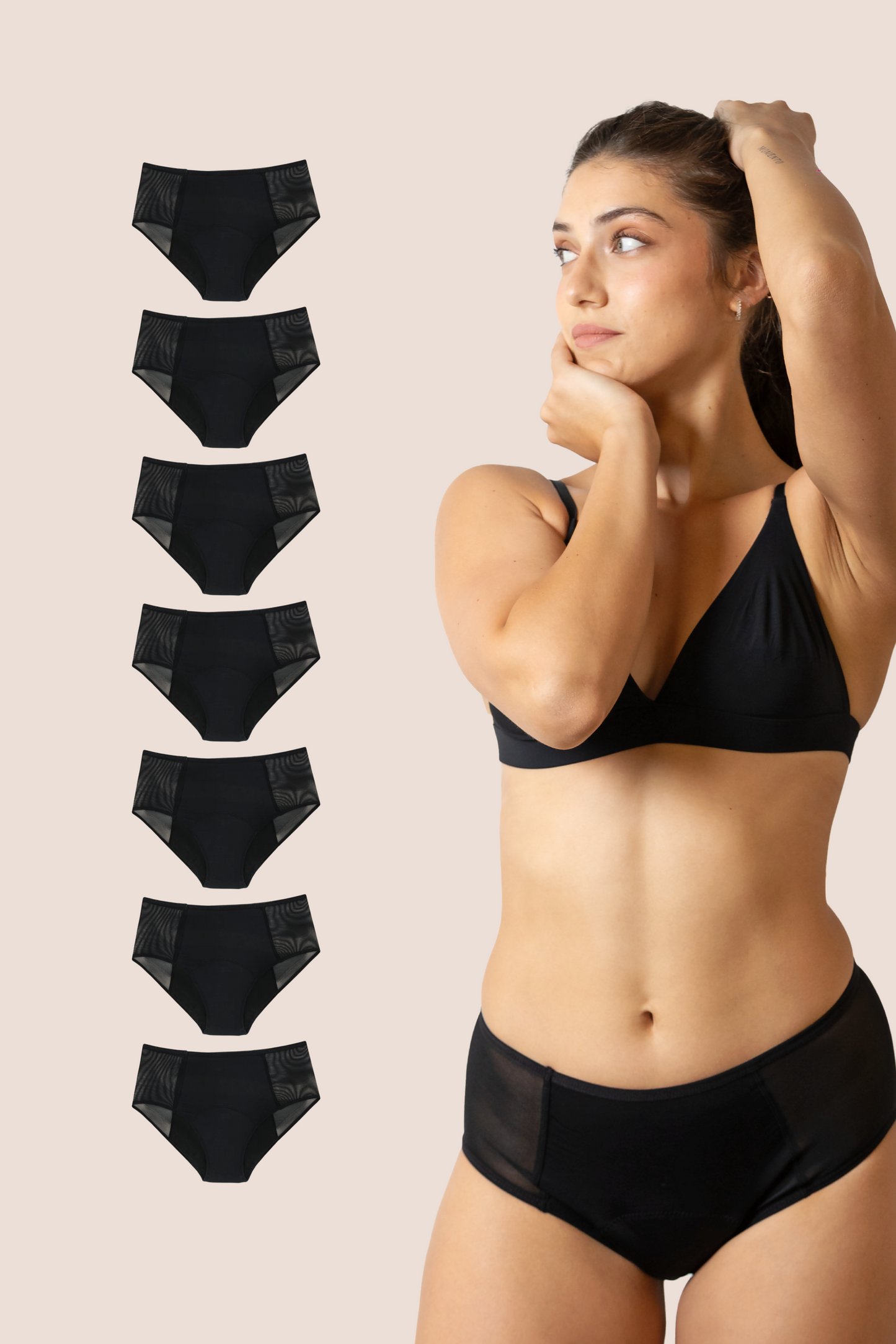 BRAGA TIRO ALTO CON TRANSPARENCIA NEGRA ADULTA PACK 7