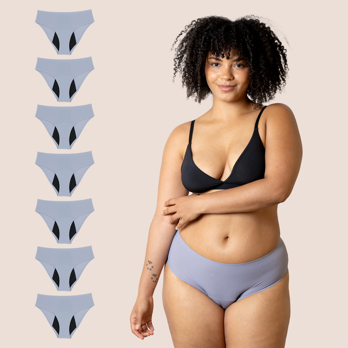 BRAGA TIRO ALTO SIN COSTURAS LAVANDA ADULTA pack 7