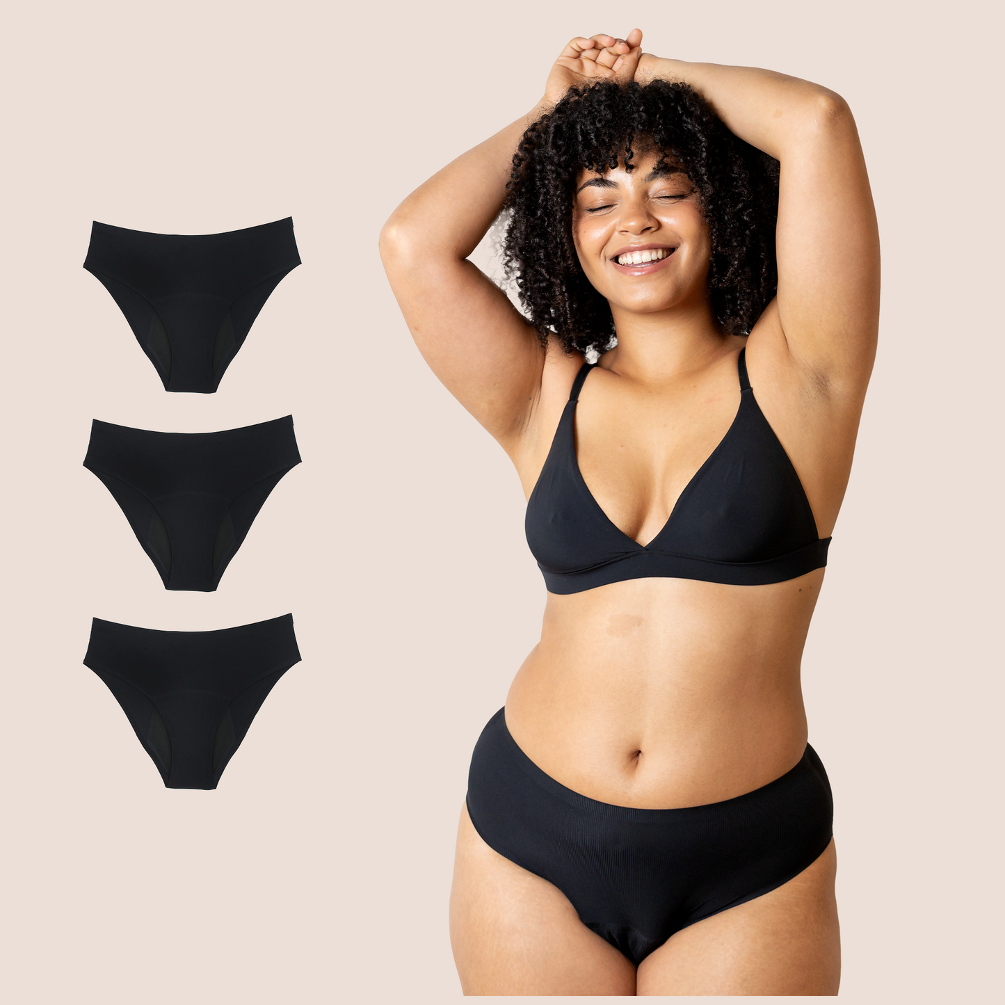 BRAGA TIRO ALTO SIN COSTURAS NEGRA ADULTA pack 3