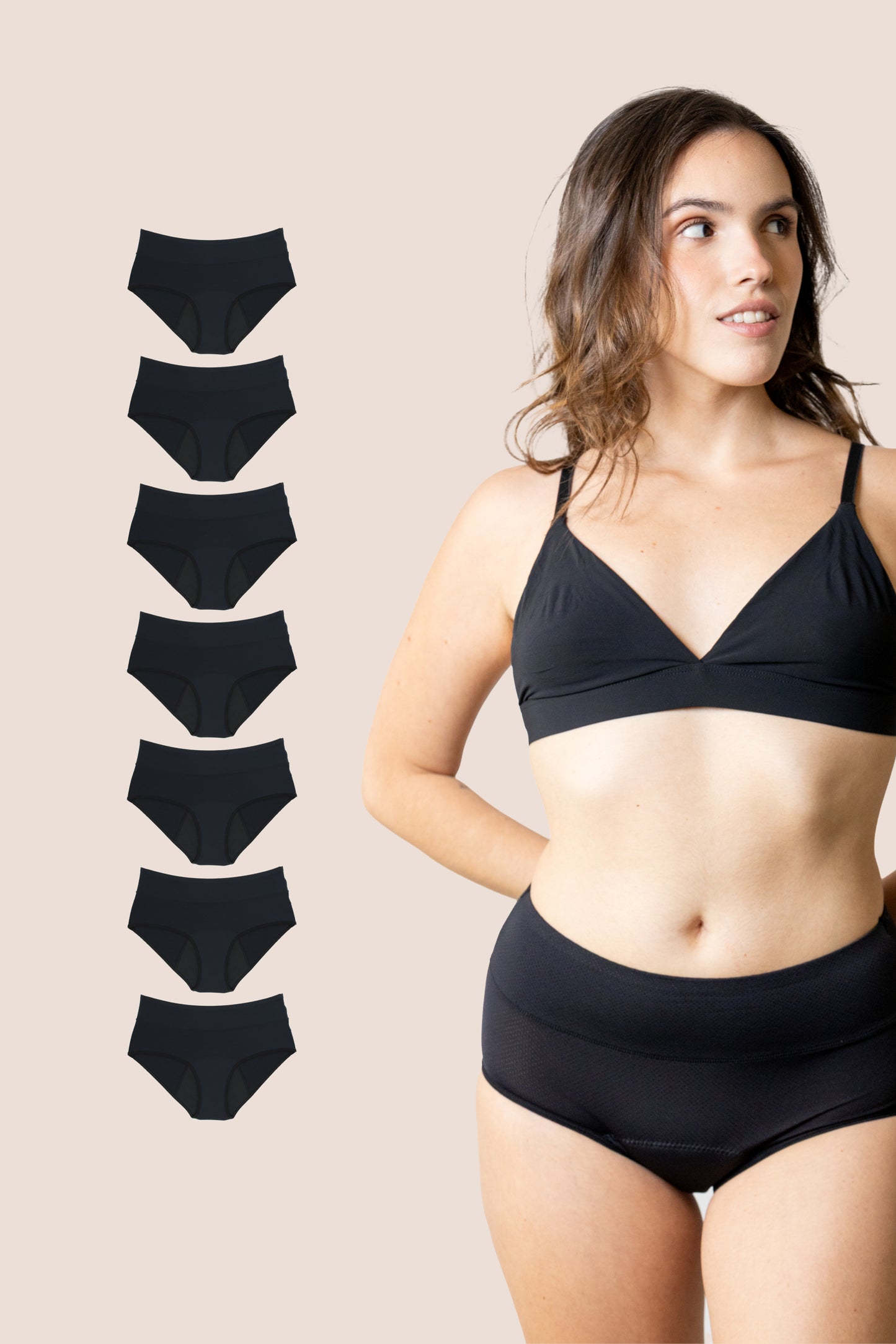 BRAGA TRANSPIRABLE NEGRA NINA PACK 7