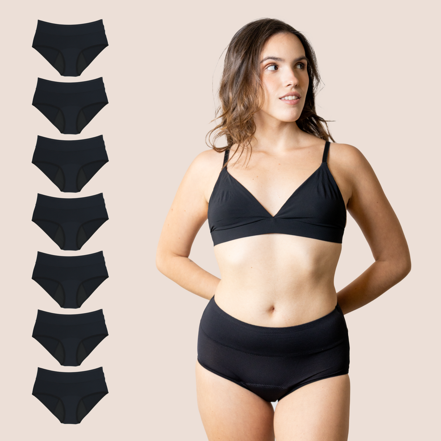 BRAGA TRANSPIRABLE NEGRA NINA PACK 7