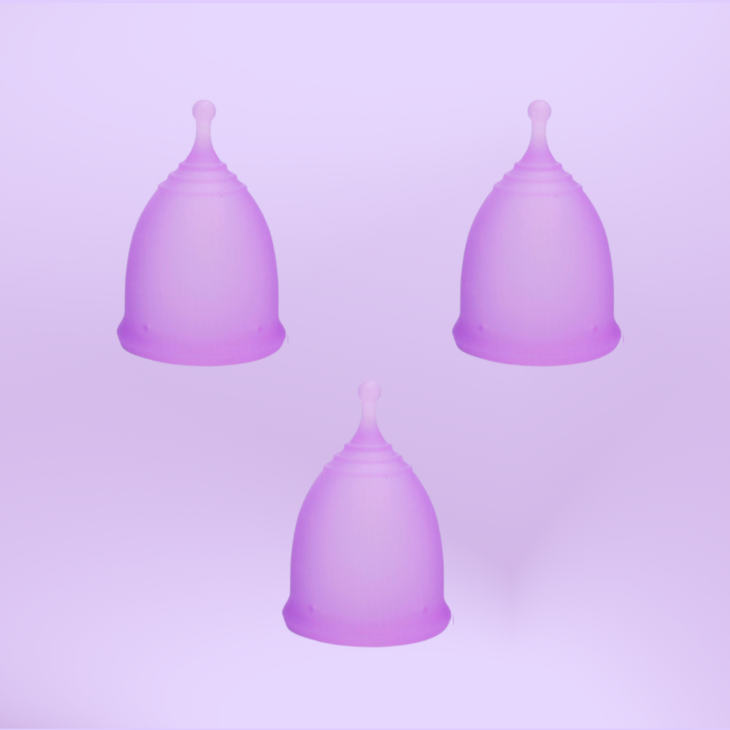 3 copas menstruales lilas