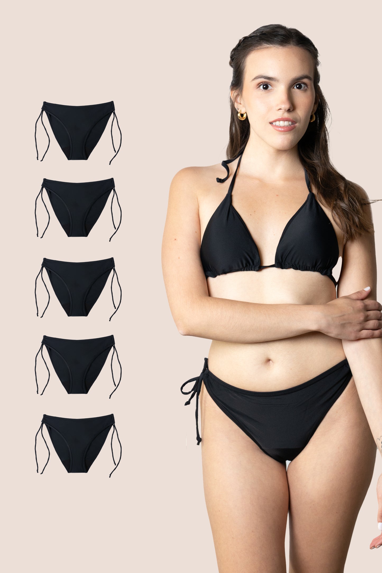 BIKINI MENSTRUAL PARA NIÑAS BRASILEÑO CON NUDO PACK 5