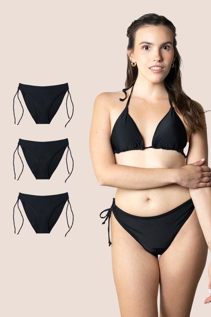 BIKINI MENSTRUAL PARA NIÑAS BRASILEÑO CON NUDO PACK 3