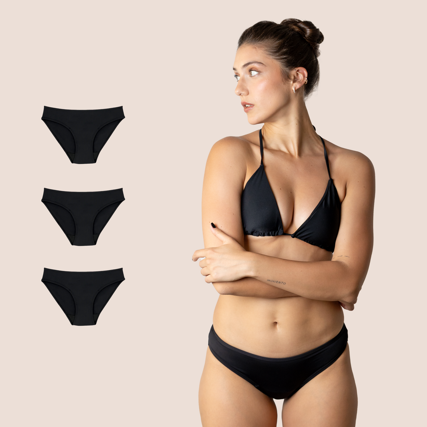 BIKINI CLASICA NEGRA ADULTA PACK 3