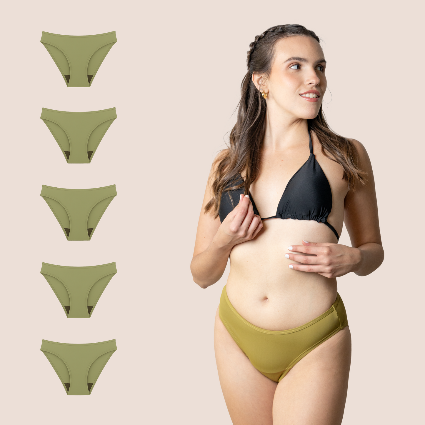 BIKINI CLASICA VERDE NINA PACK 5