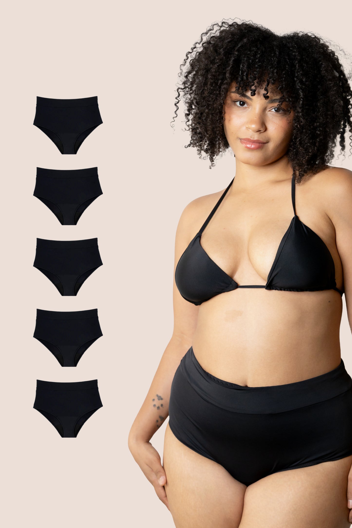 BIKINI TIRO ALTO NEGRO ADULTA PACK 5