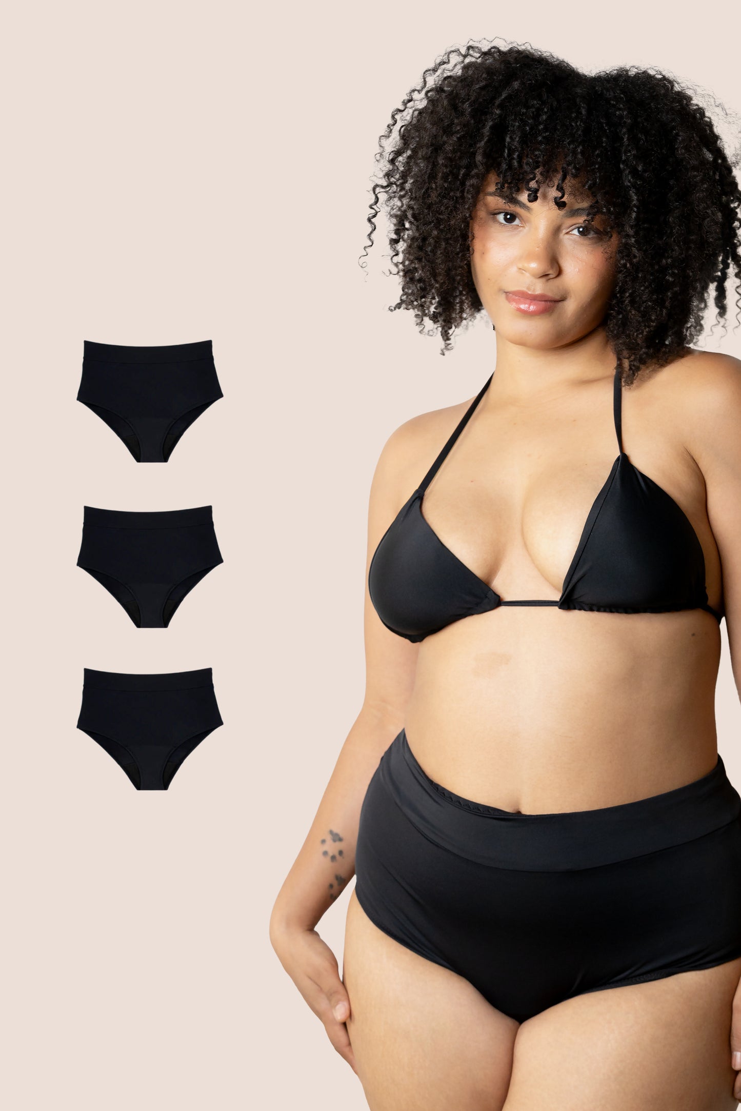 BIKINI TIRO ALTO NEGRO ADULTA PACK 3 