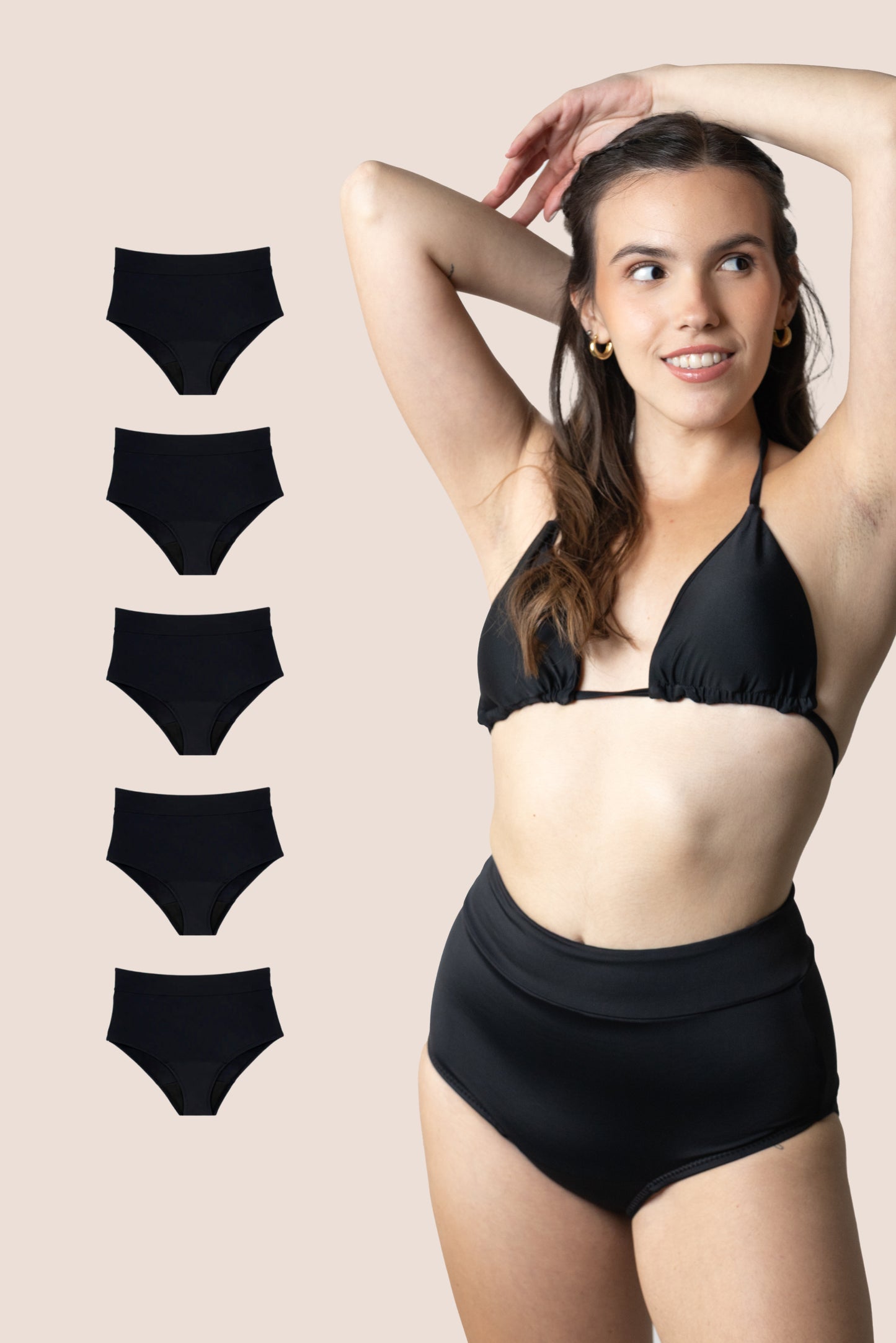 BIKINI TIRO ALTO NEGRO NINA PACK 5