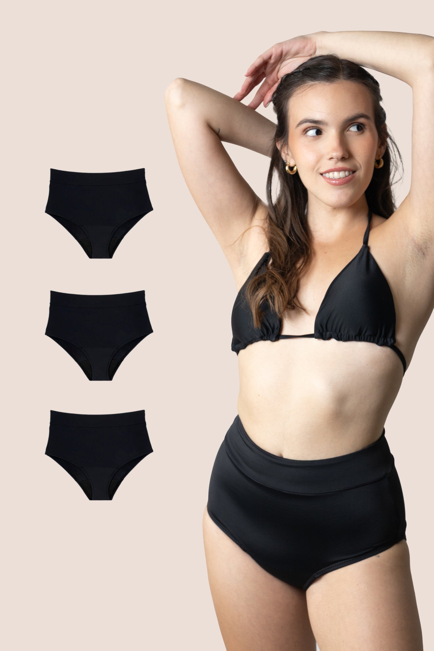 BIKINI TIRO ALTO NEGRO NINA PACK 3