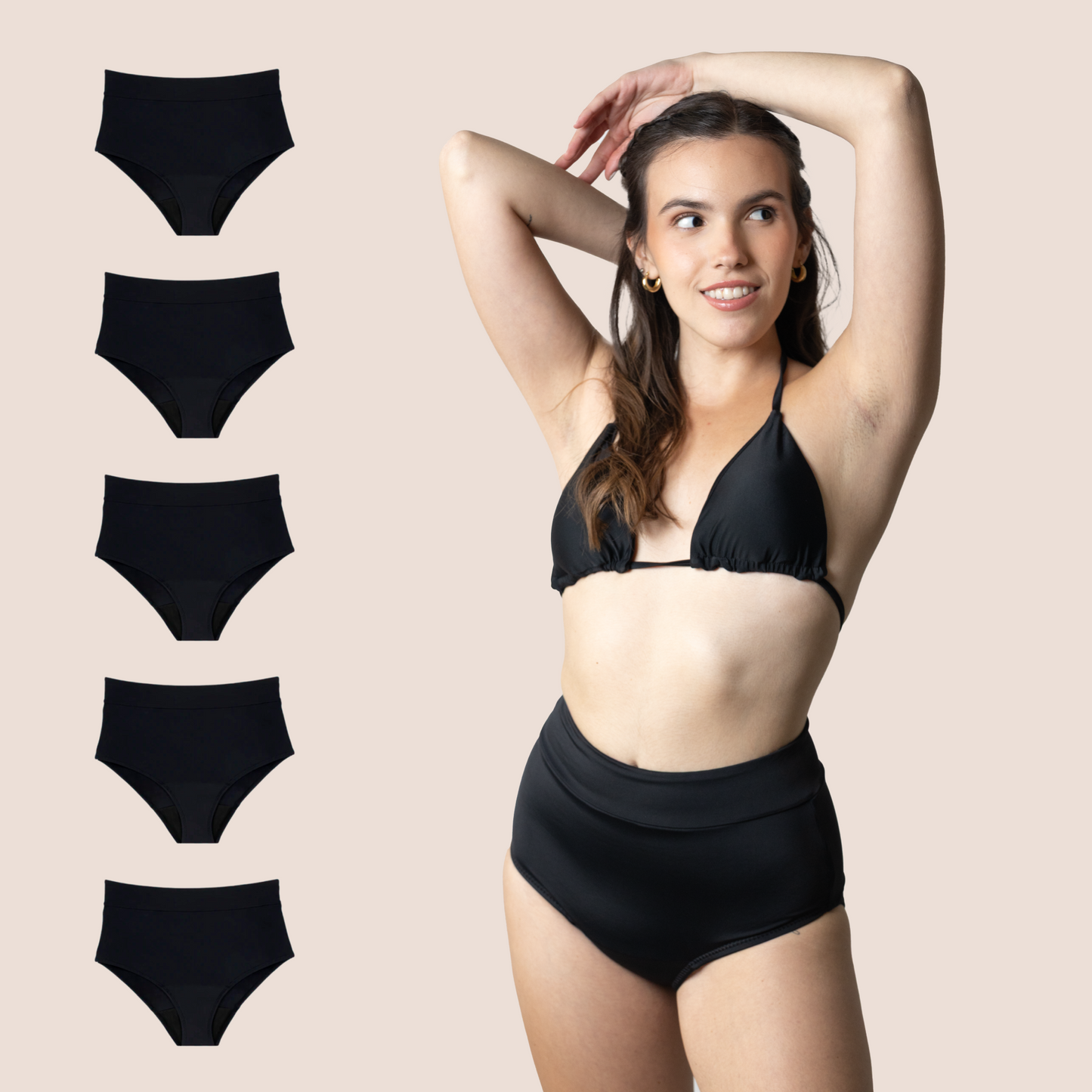 BIKINI TIRO ALTO NEGRO NINA PACK 5