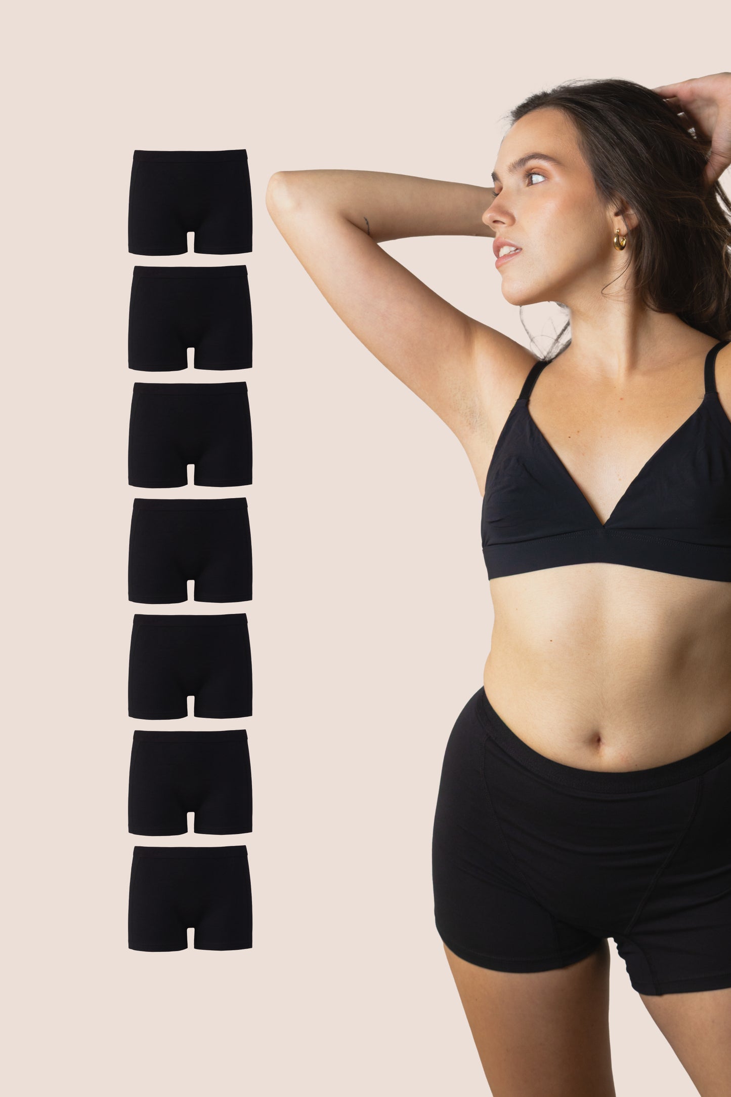 BOXER NEGRO NINA PACK 7