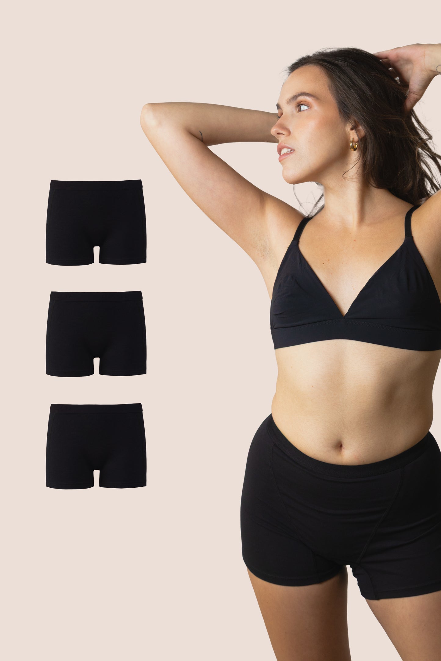 BOXER NEGRO NINA PACK 3