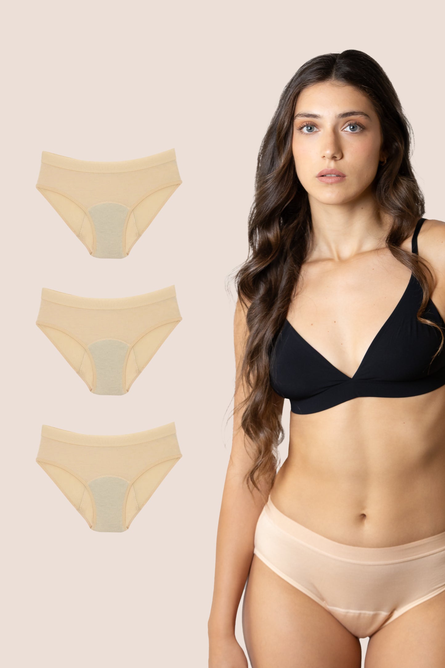 BRAGA CLASICA BEIGE ADULTA PACK 3