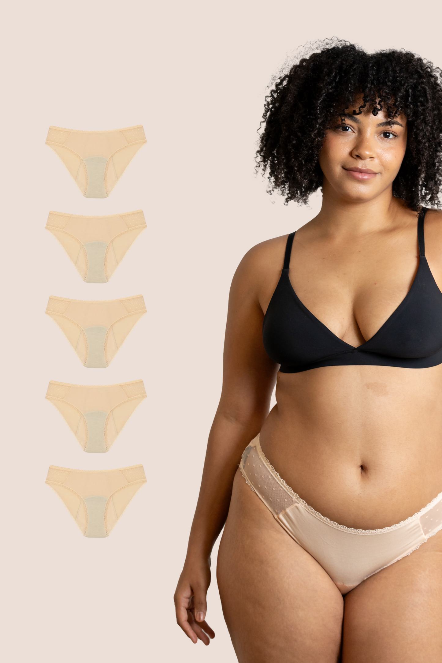 BRAGA CON TRANSPARENCIA BEIGE ADULTA PACK 5