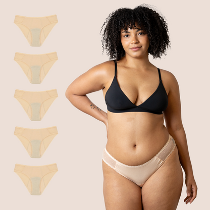 BRAGA CON TRANSPARENCIA BEIGE ADULTA PACK 5