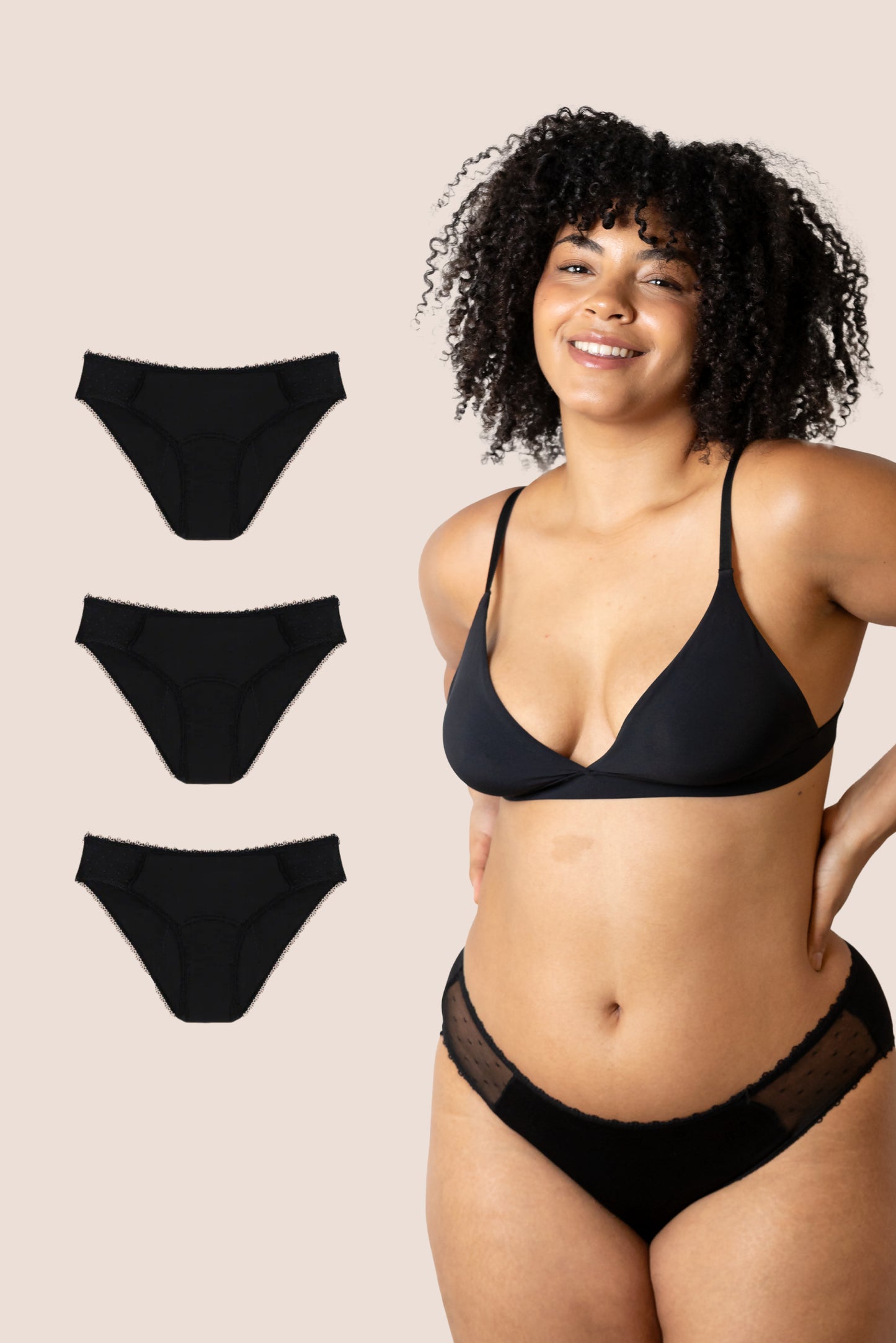 BRAGA CON TRANSPARENCIA NEGRA ADULTA PACK 3