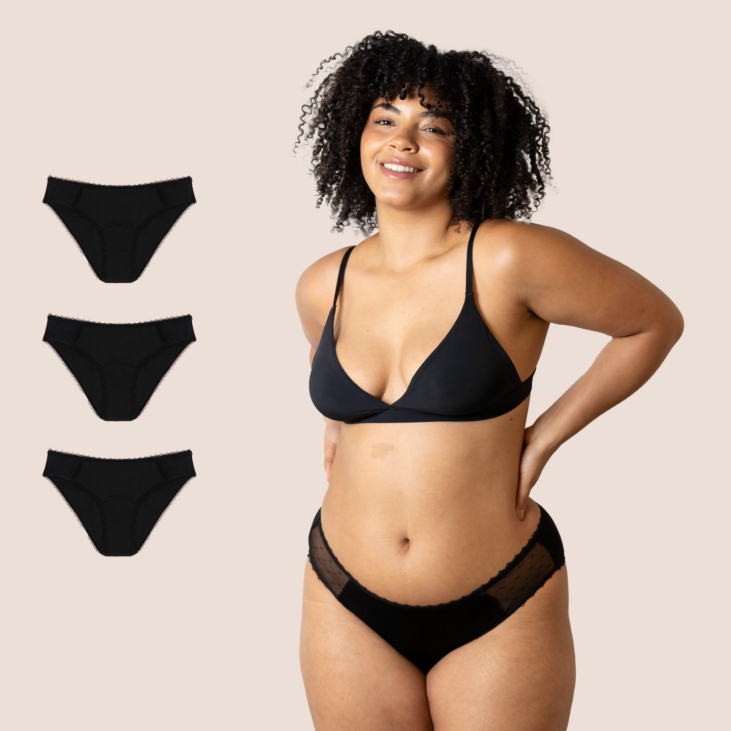 BRAGA CON TRANSPARENCIA NEGRA ADULTA PACK 3