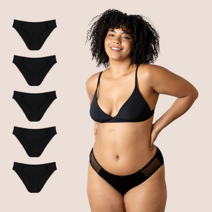 BRAGA CON  TRANSPARENCIA NEGRA ADULTA PACK 5