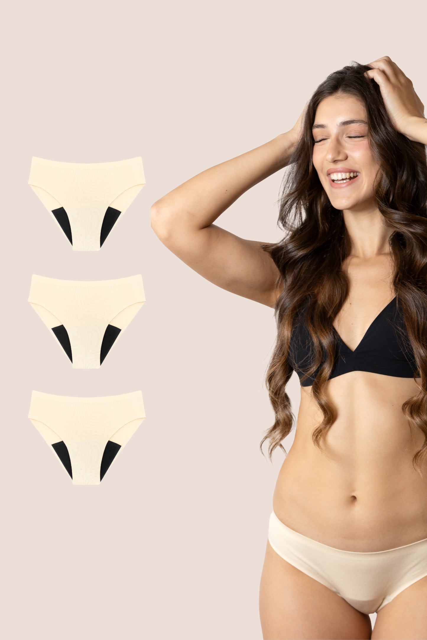 BRAGA SIN COSTURAS BEIGE ADULTA PACK 3