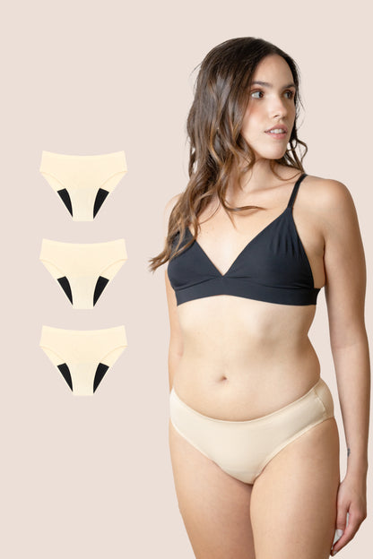 BRAGA SIN COSTURAS BEIGE NINA pack 3