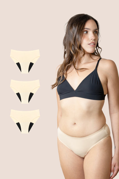 BRAGA SIN COSTURAS BEIGE NINA pack 3